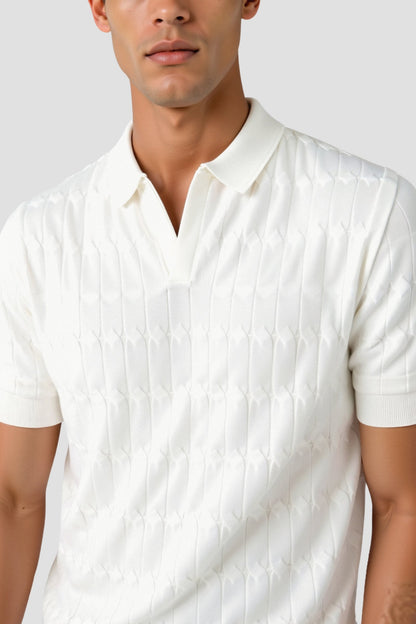 NOBA Premium V-Neck Cable Knit Polo